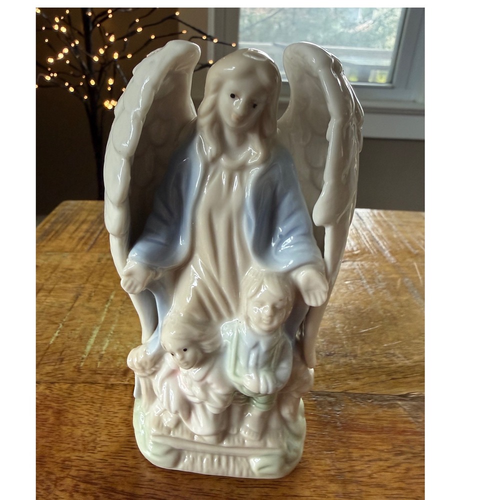 Guardian Angel Figurine Blue Excellent Vintage‎ Porcelain - Picture 2 of 6